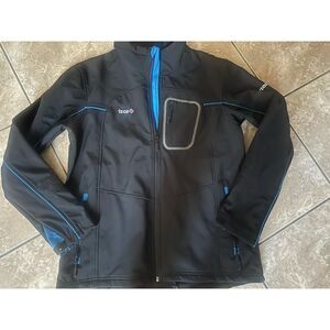 Izas L Full Zip Contrast Trim Soft shell Thick Jacket Black Blue